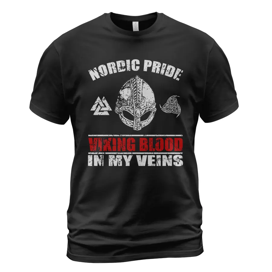 Mens Viking Shirt - Nordic Pride! Viking Blood In My Veins Ultimate Powerful Legendary Meaning Mens Viking Shirt - Nordic Pride! Viking Blood In My Veins Ultimate Powerful Legendary Meaning