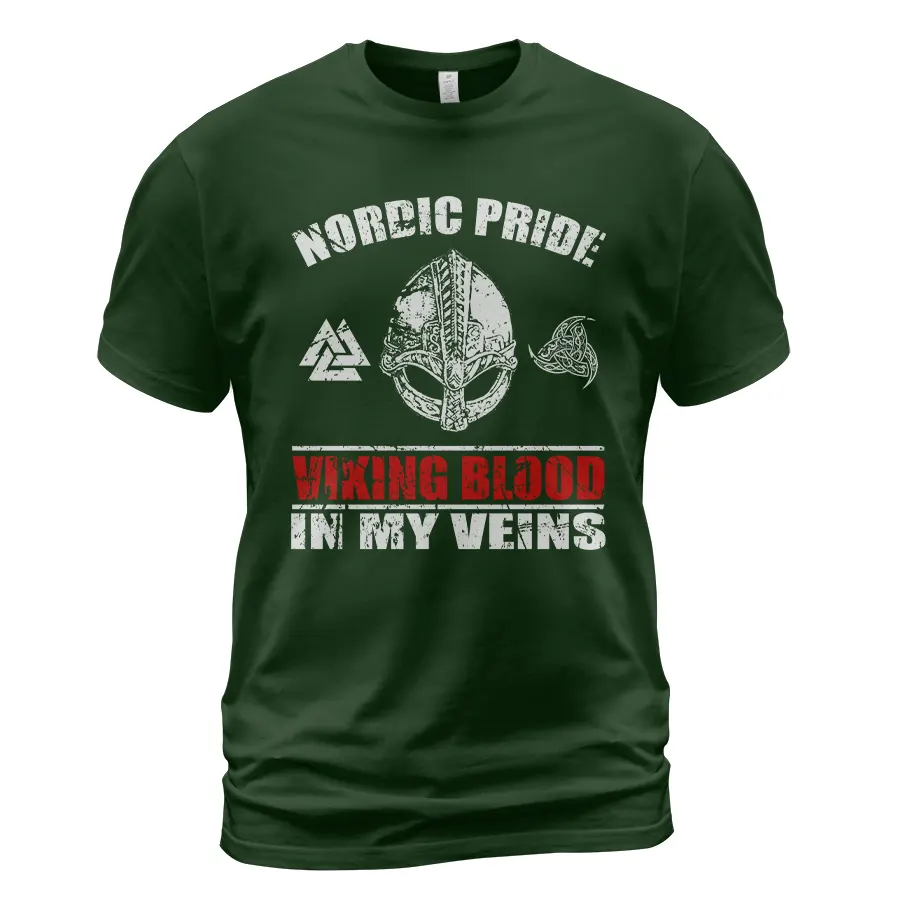 Mens Viking Shirt - Nordic Pride! Viking Blood In My Veins Ultimate Powerful Legendary Meaning Mens Viking Shirt - Nordic Pride! Viking Blood In My Veins Ultimate Powerful Legendary Meaning