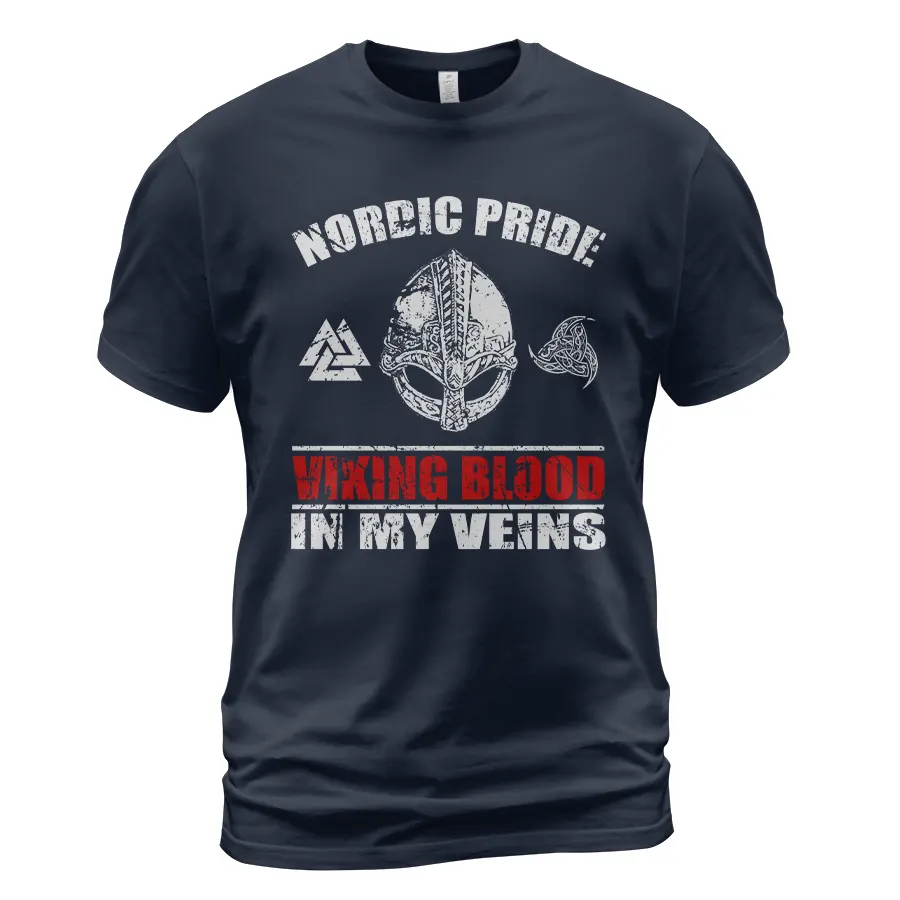 Mens Viking Shirt - Nordic Pride! Viking Blood In My Veins Ultimate Powerful Legendary Meaning Mens Viking Shirt - Nordic Pride! Viking Blood In My Veins Ultimate Powerful Legendary Meaning