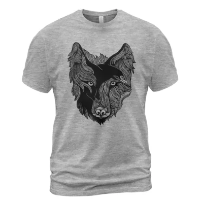 Mens Viking Shirt - Norse Raven And Norse Wolf Art Ultimate Legendary Powerful Meaning