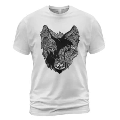 Mens Viking Shirt - Norse Raven And Norse Wolf Art Ultimate Legendary Powerful Meaning