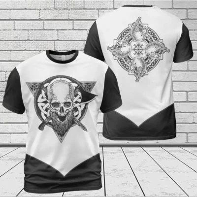 Viking Shirt Designs Viking Skull With Beard Fierce Timeless Warrior Spirit
