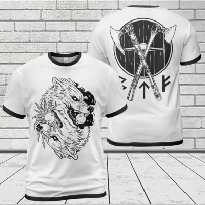 Viking Shirt Norse Wolf Symbol Warrior Style