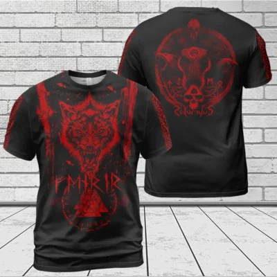 Viking Shirt Valknut Symbol Fenrir Clothing Dark Style