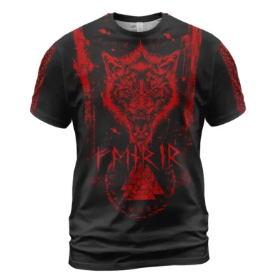 Viking Shirt Valknut Symbol Fenrir Clothing Dark Style