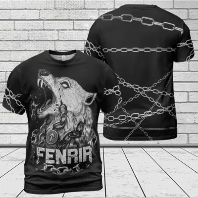 Bold Mythic Norse Tee - Fenrir Art Awakening
