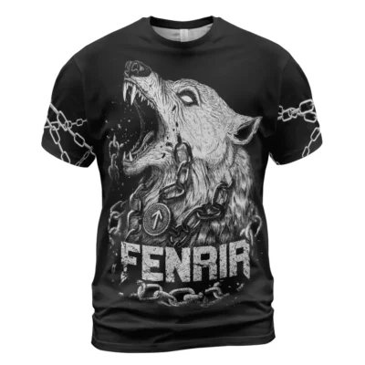 Bold Mythic Norse Tee - Fenrir Art Awakening