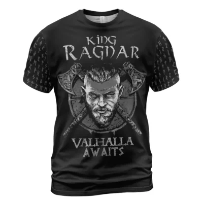 Fearless Viking T Shirt - King Ragnar - Valhalla Awaits